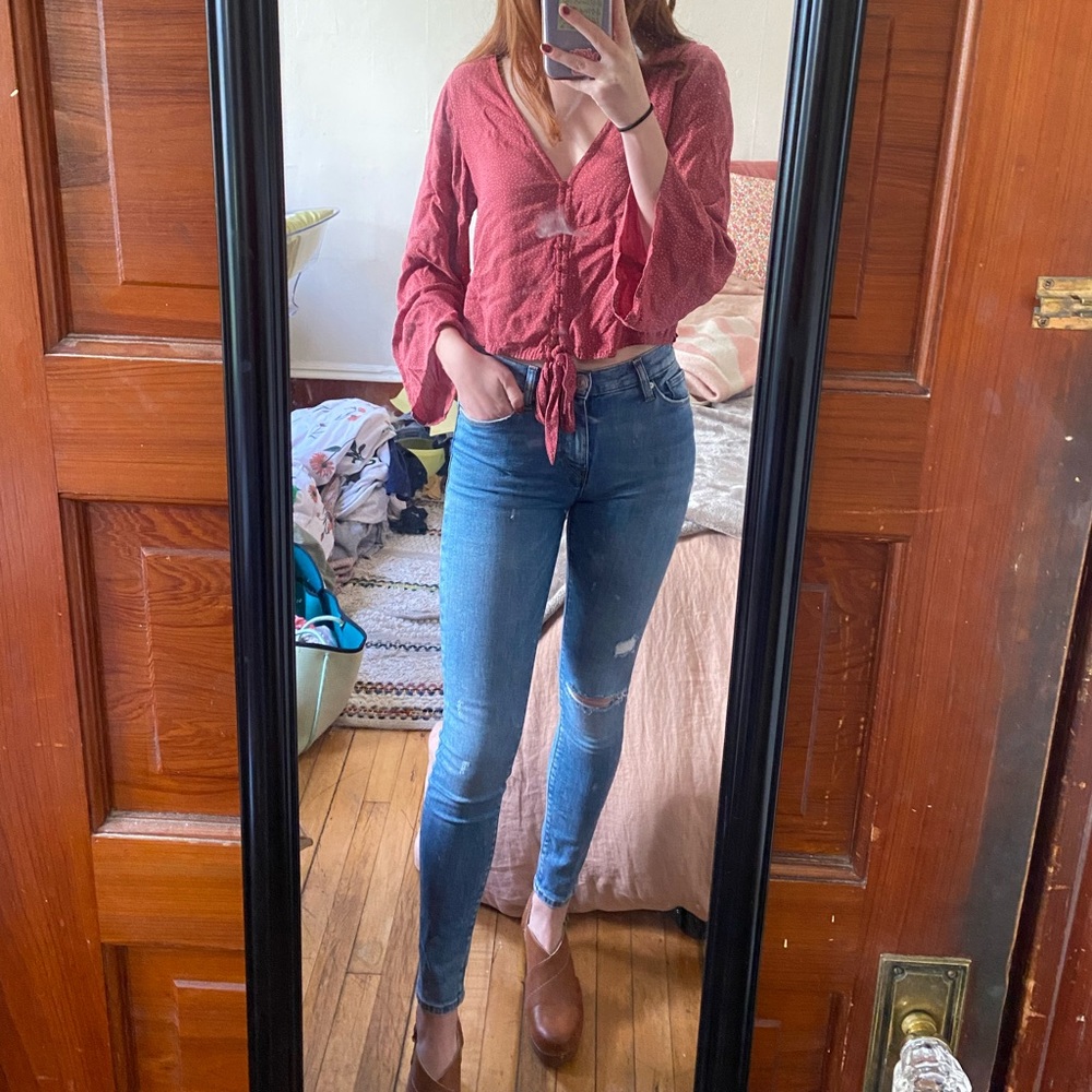 Hudson Nico Mid-Rise Super Skinny Jean, Medium Wash, Size 25